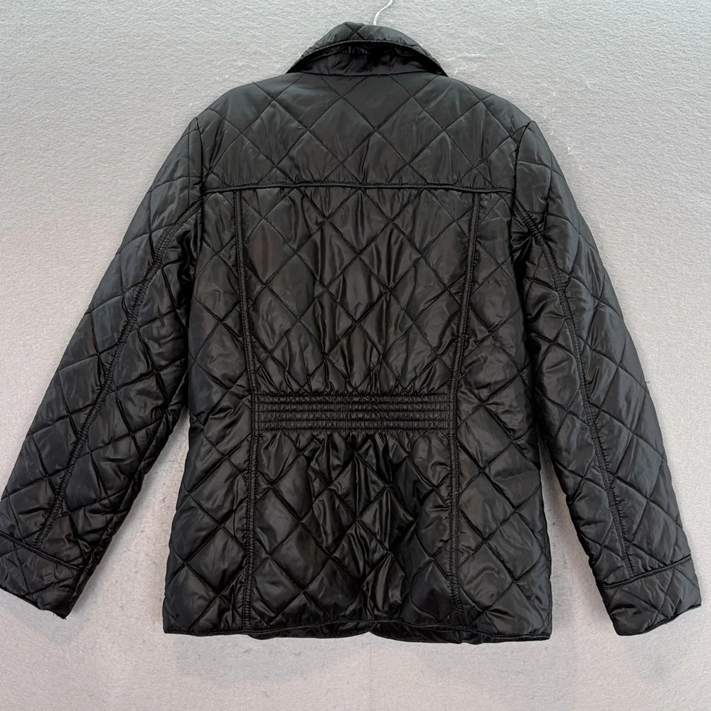 Tommy Hilfiger -Big Girls black quilted jacket light collared coat snap button L